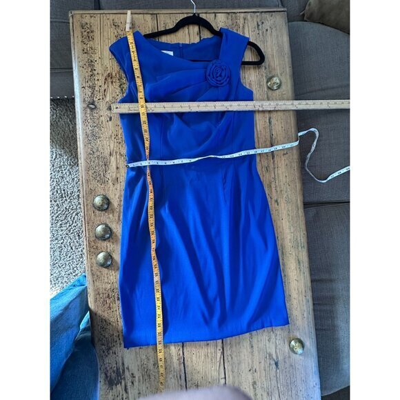 Dressbarn Womens Blue Dress 10 midi dress sleeveless polyester‎ zipper flower - Picture 9 of 9